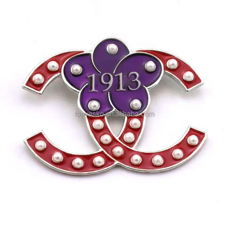 Custom Diva Girl Favorite Gift Delta Sigmaa Theta 1913 Violet Flower Lapel Pins Solid 22 Pearls DST brooch