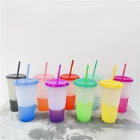 Gobelet de voyage isotherme réutilisable en plastique sans BPA, changeant de couleur, avec couvercle, pour accessoire de fête