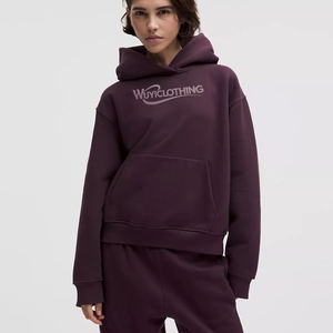 Conjunto de Sudadera Corta y Pantalones de Chándal de Algodón para Mujer, de Manga Larga, para Invierno, con Logotipo Personalizado, Venta al por Mayor - Product Image 1