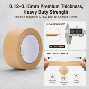 Feuchtigkeitsbeständiges PE-beschichtetes braunes Papierband und selbstklebendes Kraftpapier-Versiegelungsband für schwere Kartonverpackungen - Product Image 3