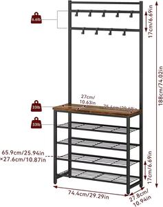 Meilleure vente : Étagère à <span class=keywords><strong>chaussures</strong></span> avec porte-manteau, étagère <span class=keywords><strong>de</strong></span> rangement à cinq niveaux avec 9 crochets mobiles, adaptée - Product Image 2