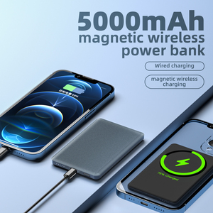 Banco de Energía Magnético de Aluminio Ultra Delgado, <span class=keywords><strong>Cargador</strong></span> Inalámbrico Magnético, Banco de Energía Portátil Mini de 5000 mAh para Exteriores - Product Image 2