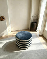 Pouf Rond Nordique Moderne avec Rangement, Tabouret d'Angle pour Salon, Petit Pouf Bas pour la Maison