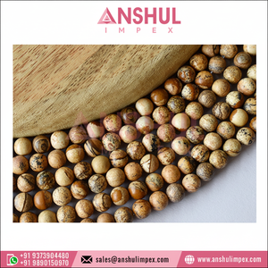 Fabricante indio de hebras de cuentas redondas de jaspe con imagen de alta calidad para fabricación de joyas y piezas decorativas - Product Image 1