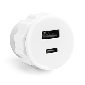 โมดูลเชื่อมต่อ USB สำหรับติดตั้งแบบฝัง USB A และ USB C รองรับไฟ AC 220-250V สีขาว - Product Image 1