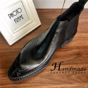 Botas de nuevo estilo para hombre - botas Chelsea de cuero genuino de vaca de primera calidad con diseño grabado a la moda, punta puntiaguda y suela gruesa - Product Image 4