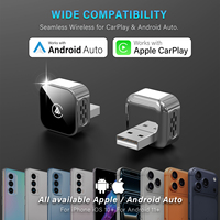 Dongle USB 2-in-1 Wireless Apple CarPlay & Android Auto WiFi6 Bluetooth 5.4 Desain Portabel untuk Koneksi Smartphone di Mobil