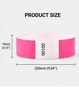 Tyvek <b>Paper</b> Wristbands Neon Pink 19x250mm Sequential Numbered Event <b>Wrist</b> <b>Band</b> - Product Image 2