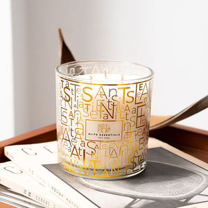 AIKUN Étiquette de cire de soja de luxe personnalisée à la main lettre jaune pot de verre bougie parfumée pour la fête de mariage romantique - Product Image 4