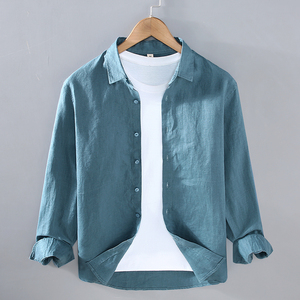 Áo sơ mi nam thời trang chất liệu <span class=keywords><strong>cotton</strong></span> linen thoáng khí, tay dài, kiểu dáng casual, cài nút. - Product Image 2