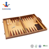 Jeu de backgammon de luxe Cascadia de 17 pouces, en bois avec incrustations individuelles, pièces d'échecs en bois naturel, gobelet à dés en bois, jeu de table pour enfants
