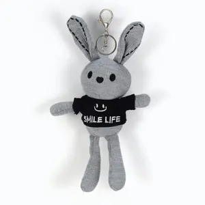 Cute Bunny Keychains Stuffed Rabbit Gifts Fashion Bag Pendant Mobile Gray Cloth Creative Bunny Key Chains