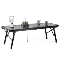 Table de camping pliable et portable, légère, en alliage d'aluminium, réglable en hauteur, mobilier de camping en métal