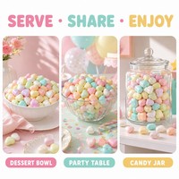 Bonbons Macaron Pastel Guimauve Assortis en Forme de Cube et de Cœur, Mouchetés et Unis, avec Revêtement Mat Doux, Confiserie Sucrée