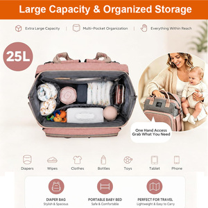 <span class=keywords><strong>Sac</strong></span> à <span class=keywords><strong>dos</strong></span> à langer grande capacité 4-en-1 avec matelas à langer et organiseur, port USB intégré, pour mamans et papas - Product Image 4
