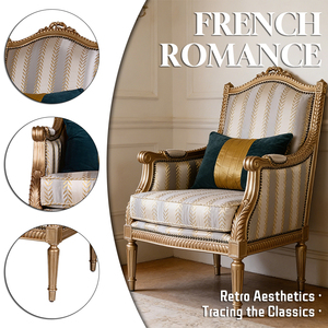 Fauteuil d'appoint en bois RIKKASI, style classique français, dossier haut, luxe vintage, confort optimal, pour <span class=keywords><strong>salon</strong></span>. - Product Image 2