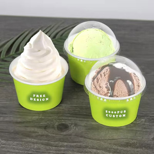 Ice Cream Cup With Lid Single PE Coated Dessert Packaging Food Contact Certified Full Color Printing Available - Product Image 1