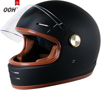 Casque de moto rétro OOH pour adultes, casque intégral vintage avec système de ventilation, design imperméable pour la conduite à moto