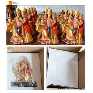 Vendita calda squisita religioso indiano casa <span class=keywords><strong>Krishna</strong></span> dio statua personalizzata avorio colori policresine artigianato con Base in legno modello modello - Product Image 3