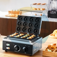 Machine Professionnelle Électrique à Gaufres Donuts 12 Trous, en Acier Inoxydable, pour Restaurants et Usage Domestique