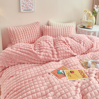 Parure de lit en flanelle de lait écologique, moderne, couleur unie, personnalisable, pour lit King Size, avec couverture et protège-matelas, pour usage domestique, en velours