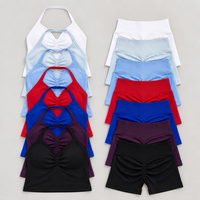 Damen Yoga Zweiteiler 2026 Neuer Stil Neckholder-Top Hochgeschnittene Scrunch-Shorts für Fitness Workout Tanz Gym mit Eigenem Logo