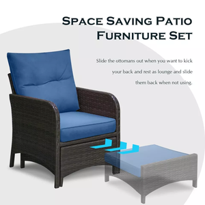 Mobilier d'extérieur moderne et luxueux jardin maison balcon artificiel plastique rotin repose-pieds de patio ensemble chaise et table - Product Image 4