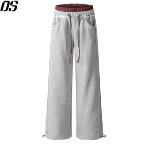 Pantalons pour hommes personnalisés, pantalons de survêtement pour hommes, tissu à carreaux, patchwork, double taille, 100% coton, pantalon de survêtement en molleton français - Product Image 6