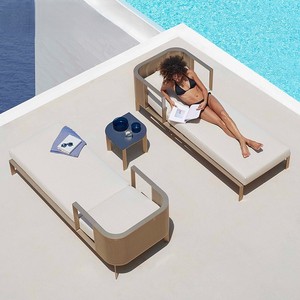 Canapé-lit rond en alliage d'aluminium haut <span class=keywords><strong>de</strong></span> gamme, mobilier d'extérieur <span class=keywords><strong>de</strong></span> luxe léger, chaise <span class=keywords><strong>de</strong></span> <span class=keywords><strong>plage</strong></span> créative et mobile pour villa et piscine - Product Image 3
