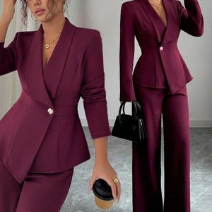 طقم نسائي أنيق مكون من سترة طويلة الأكمام وبنطلون مستقيم الساق من قطعتين من سيهي فاشون - Product Image 6