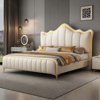 Modernes Luxuriöses Weiches Bett Kunstleder-Polsterung Kiefernholzrahmen Langlebiger Boxspring-Rahmen King- und Queen-Größen Montiertes Schlafzimmermöbel