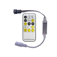 Controlador de temperatura de color dual RF de 15 teclas, controlador de brillo y atenuación CCT, controlador LED de bajo voltaje DC5V/12V/24V
