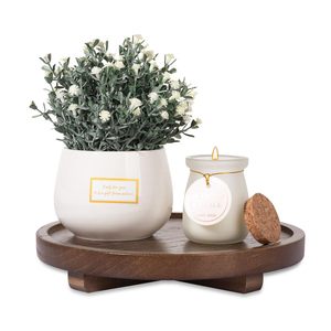 Commercio all'ingrosso legno noce rotondo vassoio decorativo, in legno bancone del bagno Organizer fattoria decorazione <span class=keywords><strong>cucina</strong></span> legno montante per portasapone - Product Image 5