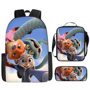 Tas Ransel Siswa Zoo2 Trendi dan Stylish, Tas Terinsulasi Stylish, Tas Tangan Kartun Anak, Tempat Pensil, Set 3-in-1 Grosir - Product Image 2