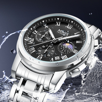 Montre Mark Fairwhale à cadran romain, phase de lune, quartz, pour homme, trois aiguilles, lumineuse, étanche, FW-5058