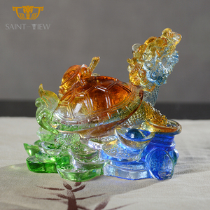 Colored Glazed Liuli Fengshui Dragon Turtle <strong>Mother</strong> and <strong>Son</strong> Tortoise Feng Shui Decoration Wholesale - Product Image 4