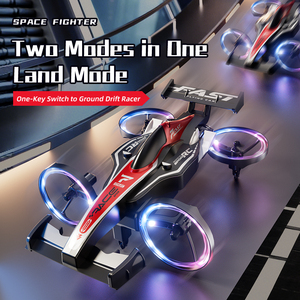 Jouet Quadricoptère <span class=keywords><strong>RC</strong></span> 2-en-1 : Voiture Télécommandée 2,4 GHz, Drone <span class=keywords><strong>RC</strong></span> et Voiture de Course Terrestre avec Éclairage, Capotonnements 360° et Fonction de Dérapage - Product Image 6