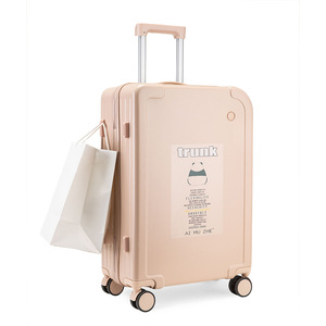 Valise trolley Ai Mu Zhe de 24 pouces, rose, avec roulettes pivotantes, bagage de voyage unisexe avec ouverture à fermeture éclair et serrure - Product Image 5