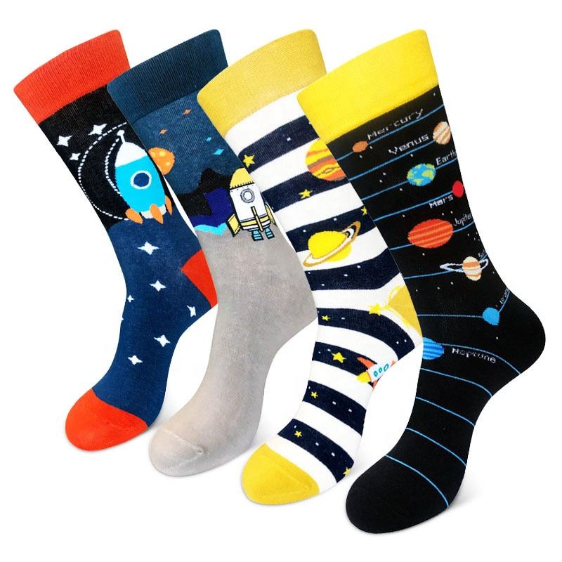 High Quality Men's Dress Socks Funny Cartoon Crew Socks with Breathable Custom Fashion Colorful Patterns