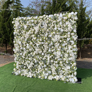 하이 퀄리티 꽃 벽 8*8 피트 롤업 흰색 녹색 꽃 벽 꽃 배경 배열 흰색 난초 - Product Image 2