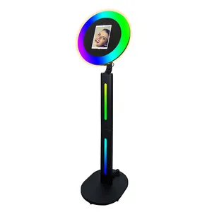 Yeni RGB ışık Ipad fotoğraf kabini Roamer Photobooth Ipad fotoğraf kabini kabuk 11 inç led Oval standı Kiosk standı plaka