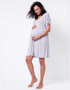 Pyjama de <span class=keywords><strong>maternité</strong></span> en Viscose souple et extensible, grande taille, col en V, femme de nuit, vêtements de soins infirmiers - Product Image 3