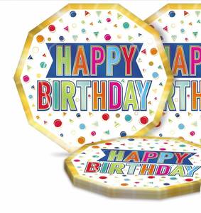 Disposable Hexagon Paper <b>Plates</b> Modern Kids Birthday Party Supplies-9 X 8 Inches for Appetizer Lunch Dinner Dessert - Product Image 5