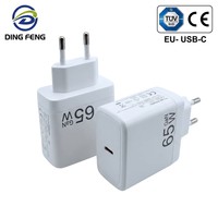 Adaptateur secteur PD65W GaN USB-C à charge rapide, certifié TUV et marqué CE, norme européenne, pour smartphones et ordinateurs portables