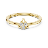 Bague en or jaune pour femme avec diamant taille brillant rond, bijou de fiançailles classique en pierre naturelle