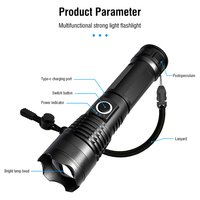 Boruit Linternas lanterne de chasse Rechargeable haute puissance torche Zoomable lumière Flash étanche lampe de poche Led avec affichage de puissance