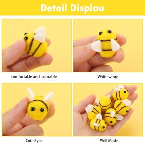 Feutre abeilles artisanat laine feutre bourdon peluche plateau <span class=keywords><strong>à</strong></span> plusieurs niveaux décoration fête faveurs bricolage artisanat bijoux accessoire sexe révéler cadeau - Product Image 5