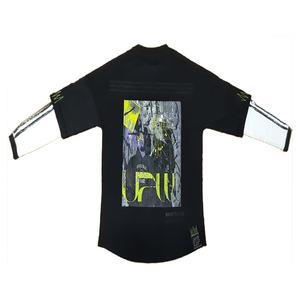 Luxury Glitch Art <b>T</b> <b>Shirt</b> For Men Oversized Fit Digital Print 3D Effect <b>Neon</b> Yellow Abstract Collage Premium Cotton Blend Street - Product Image 1