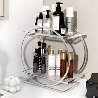 Boîte de rangement pour cosmétiques, produits de soin de la peau, coiffeuse, bureau de salle de bain, étagère de rangement double couche grande capacité