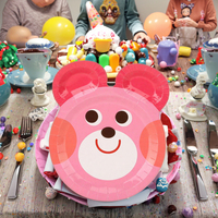 Assiettes en papier en forme d'ours fraise/cœur/chien/grenouille - Vaisselle jetable pour enfants en forme d'animaux de dessin animé, sûre pour les aliments, pour la maison